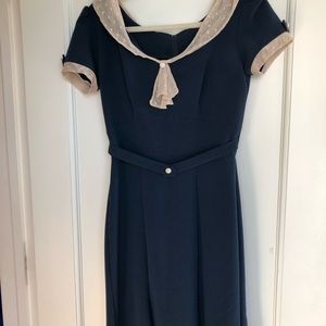 Vintage inspired navy blue dress